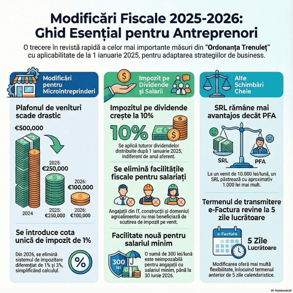 Infografic schimbări fiscale 2026 BizDev România