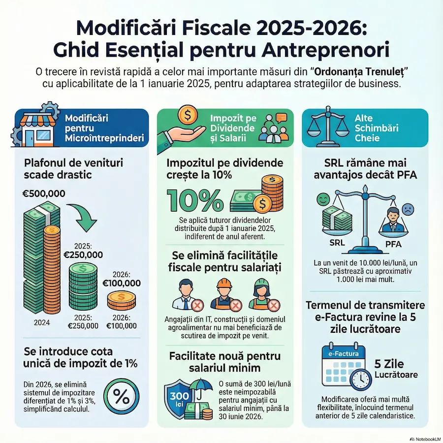 Infografic schimbări fiscale 2026 BizDev România